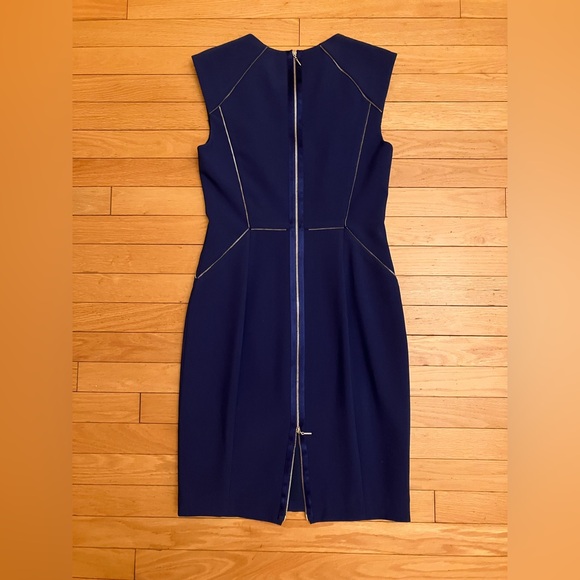 Rebecca Taylor Blue Sheath Dress Sleeveless Crew Neck - Picture 4 of 5